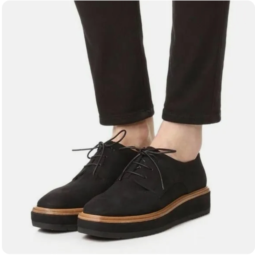 Vince Tanner Suede Platform Oxford In Black Size 7.5